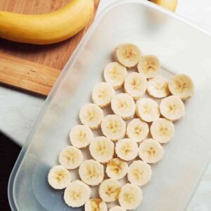 Banana slices for banana apricot smoothie recipe