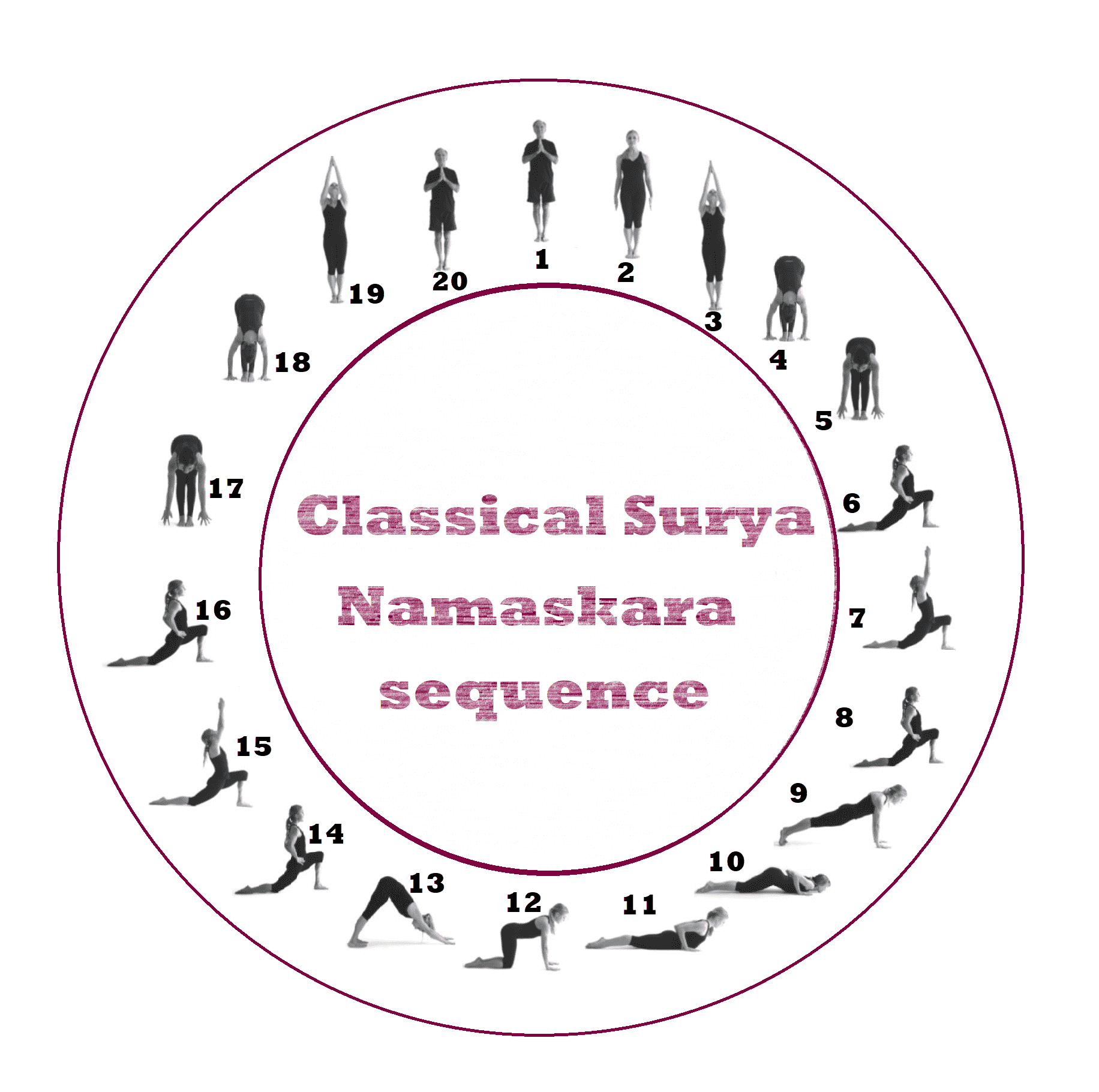 Classical Surya Namaskar or Sun Salutation sequence - sharpmuscle