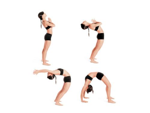 Drop Back Pose Into Wheel Pose or Drop Back Pose Backbend Yoga Pose - sharpmuscle