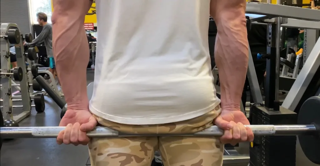Behind-the-Back Barbell Wrist Curl forearm exercises