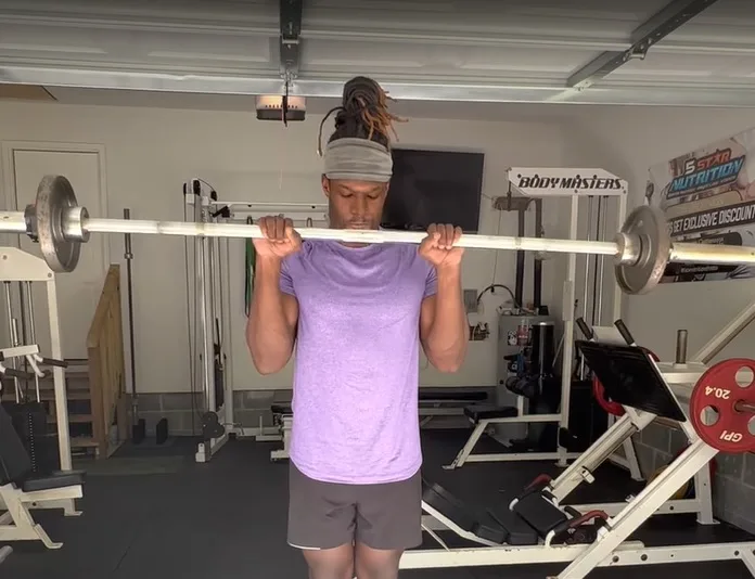 Reverse grip barbell curl for forearms